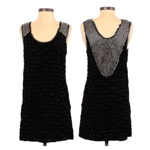Free People Black Velvet Beaded Dress / Size 2 / Sleeveless